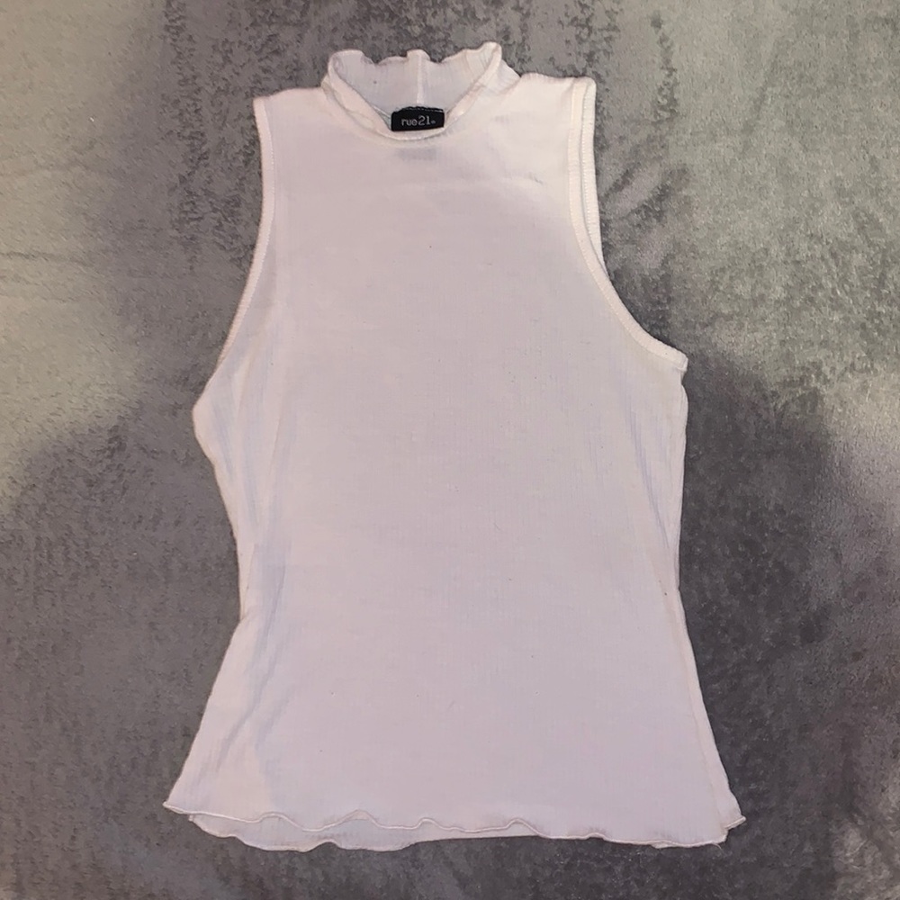 white turtle neck tank top